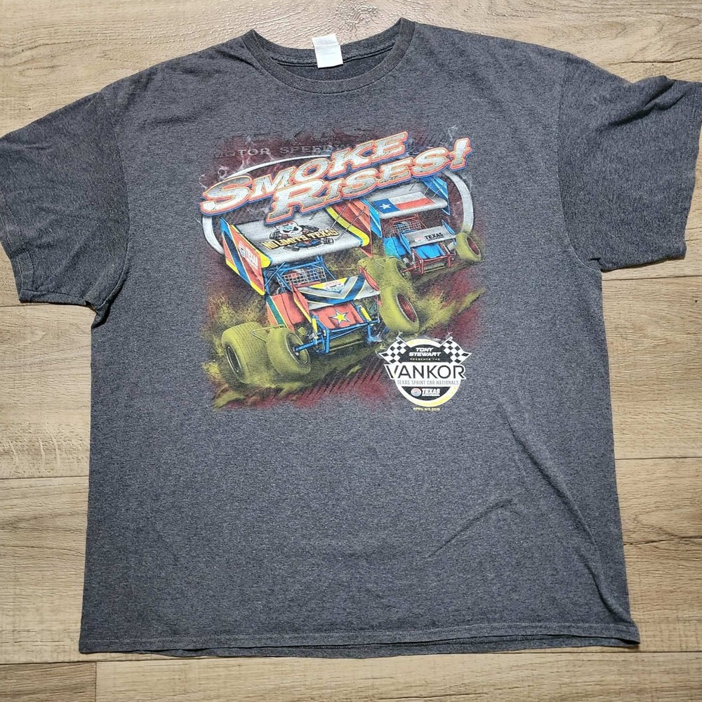 Tony Stewart Vankor Texas Sprint Car Nationals 2018 Shirt Men XL Gray Racing Tee